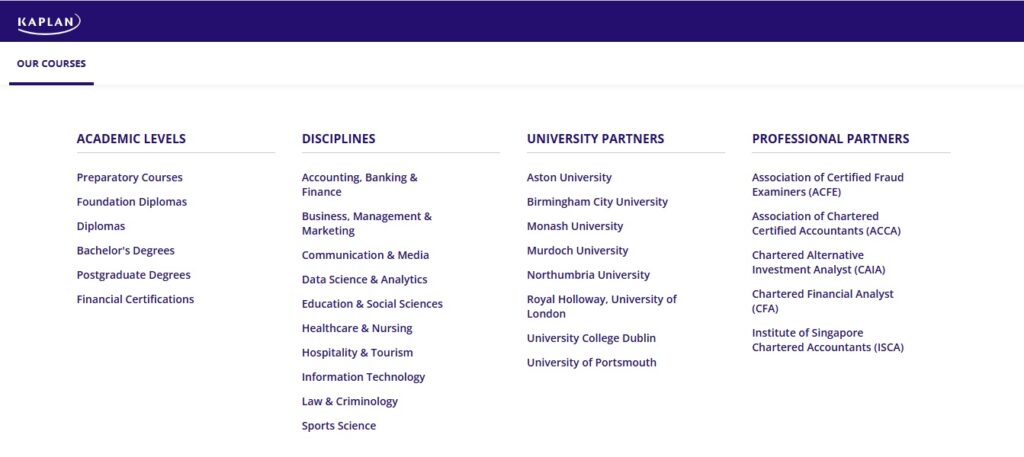 Courses Offered at Kaplan University