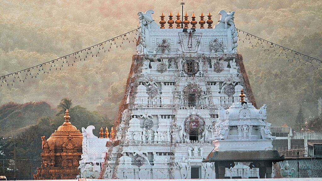 5171srinivas, CC BY-SA 4.0 <https://creativecommons.org/licenses/by-sa/4.0>, via Wikimedia Commons-Tirupati Balaji Temple